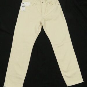 NWT Mango MNG Ben Stretch Tapered Slim Fit Cropped White Denim Jeans Pants 32